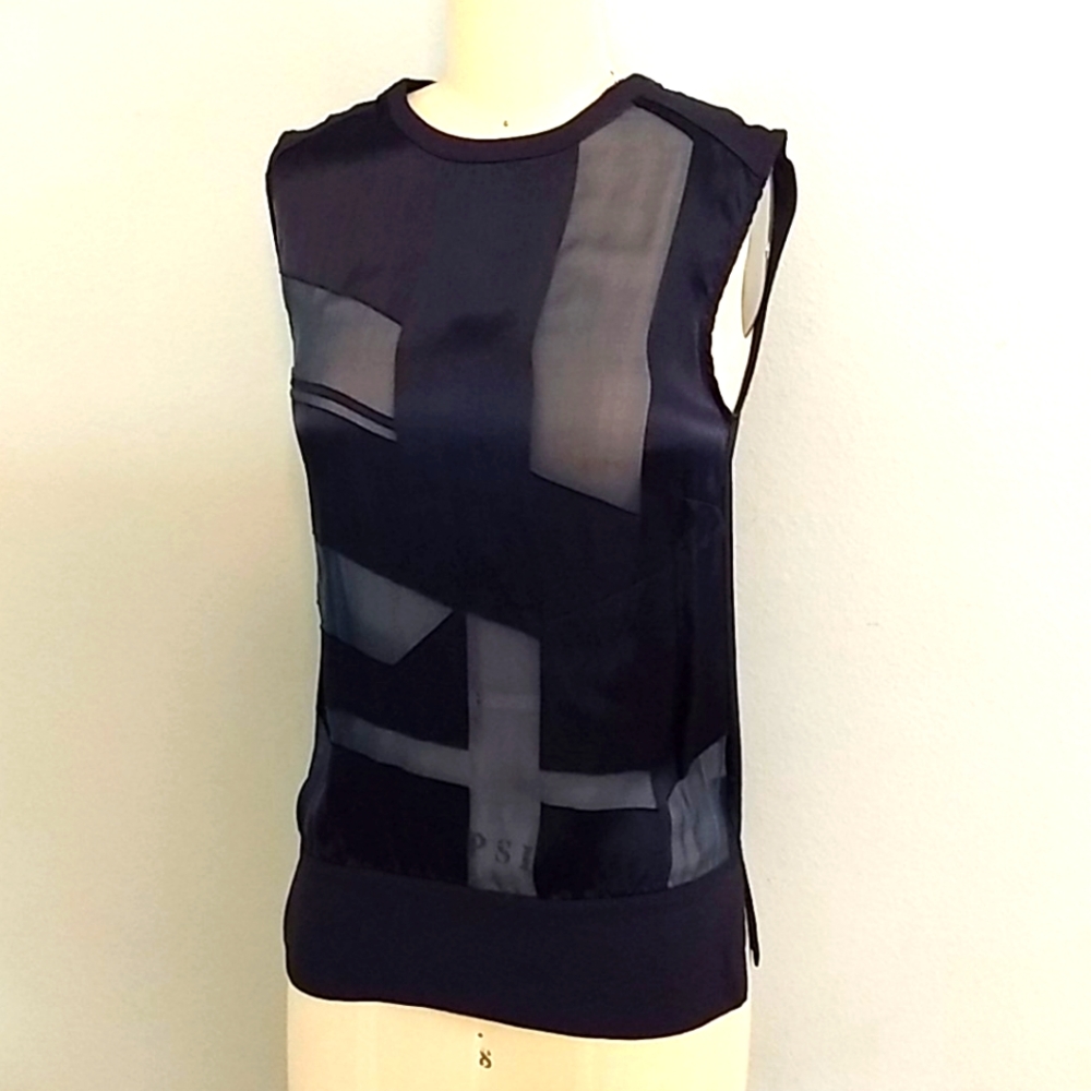 Helmut Lang Sheer Cut-Out Silk top